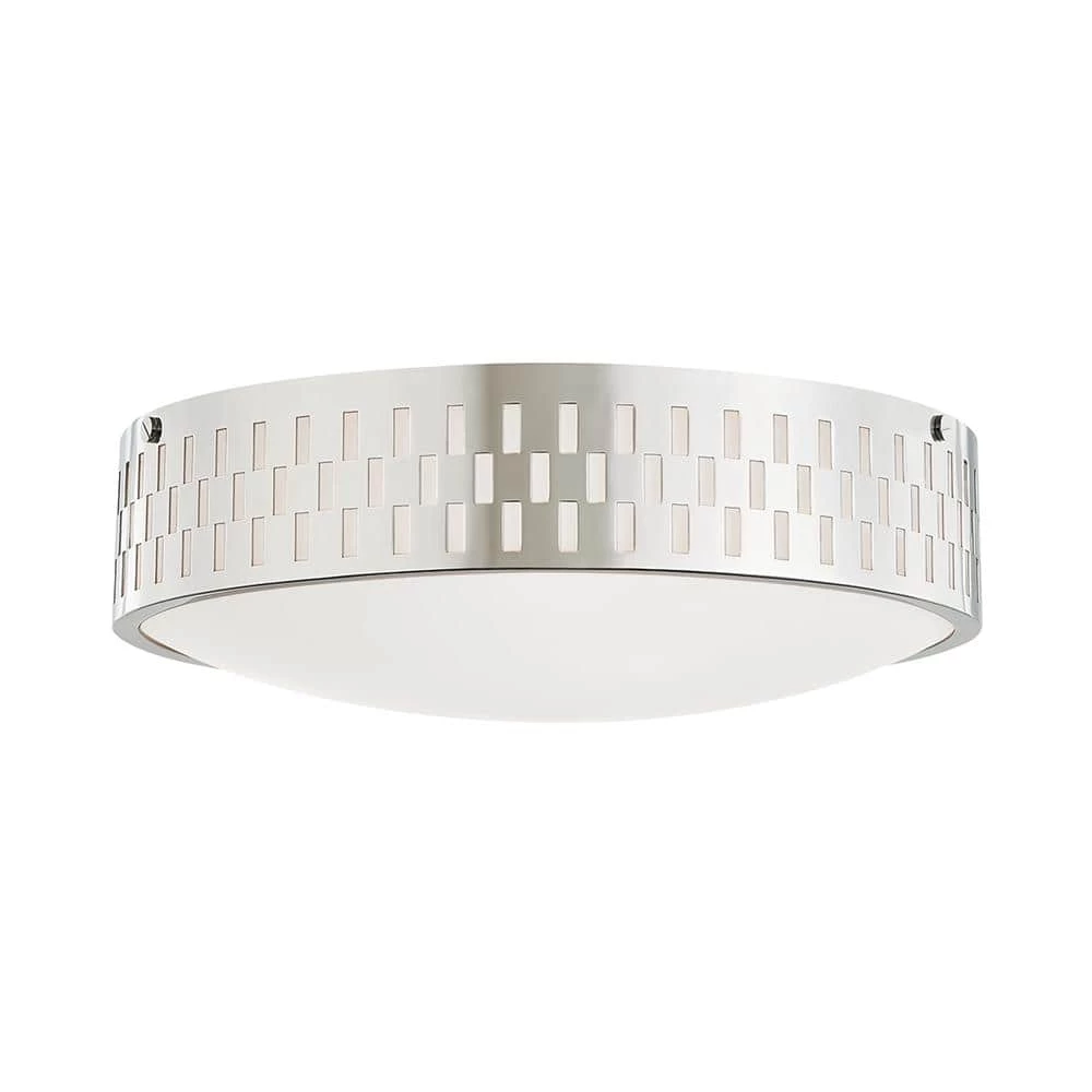 Phoebe 4.5 in. 3-Light Polished Nickel Flush Mount with Opal Matte Shade by MITZI HUDSON VALLEY LIGHTING 3 Phoebe 4.5 in. 3-Light Polished Nickel Flush Mount with Opal Matte Shade by MITZI HUDSON VALLEY LIGHTING
