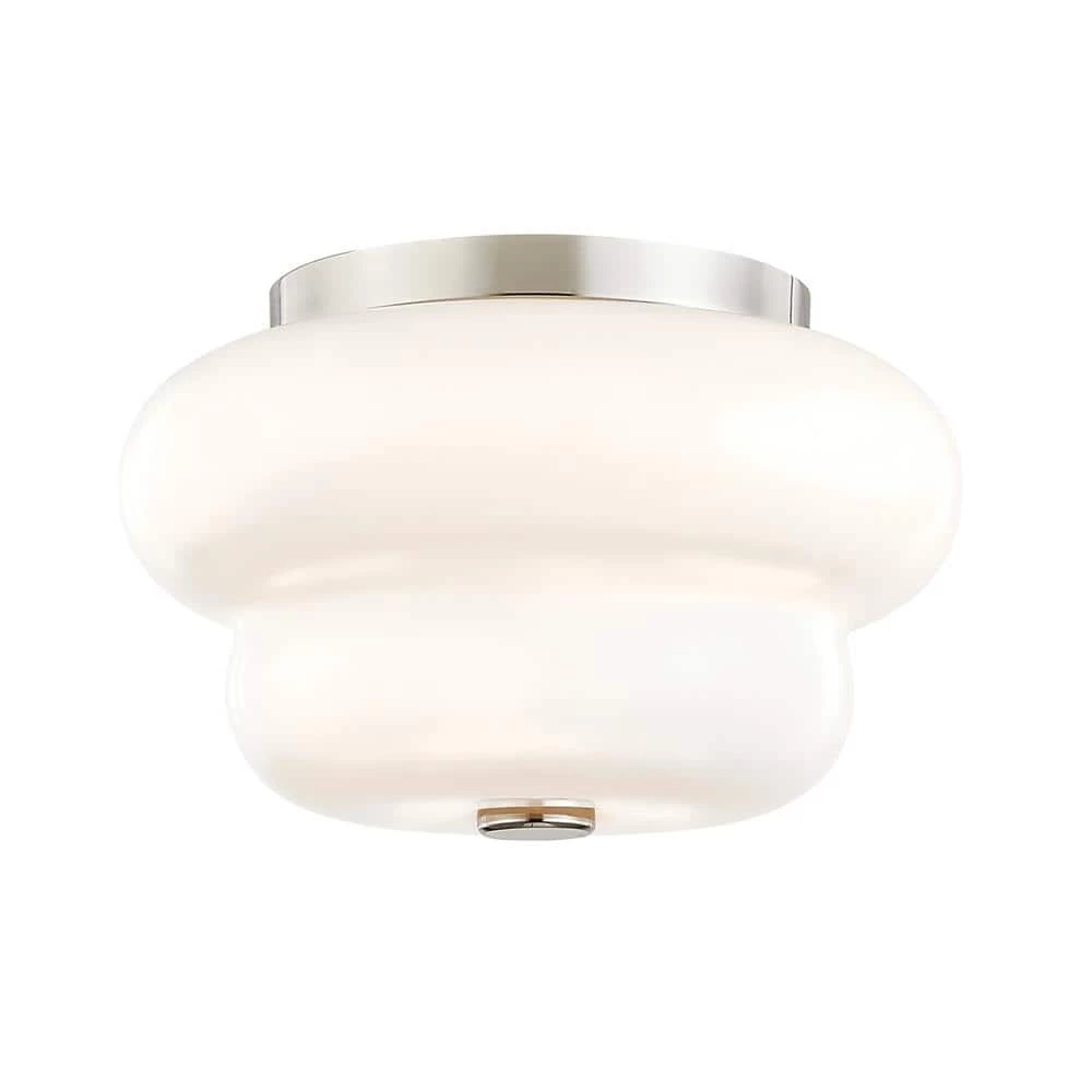 Hazel 6.75 in. 2-Light Polished Nickel Flush Mount with Opal Glossy Shade by MITZI HUDSON VALLEY LIGHTING 3 Hazel 6.75 in. 2-Light Polished Nickel Flush Mount with Opal Glossy Shade by MITZI HUDSON VALLEY LIGHTING