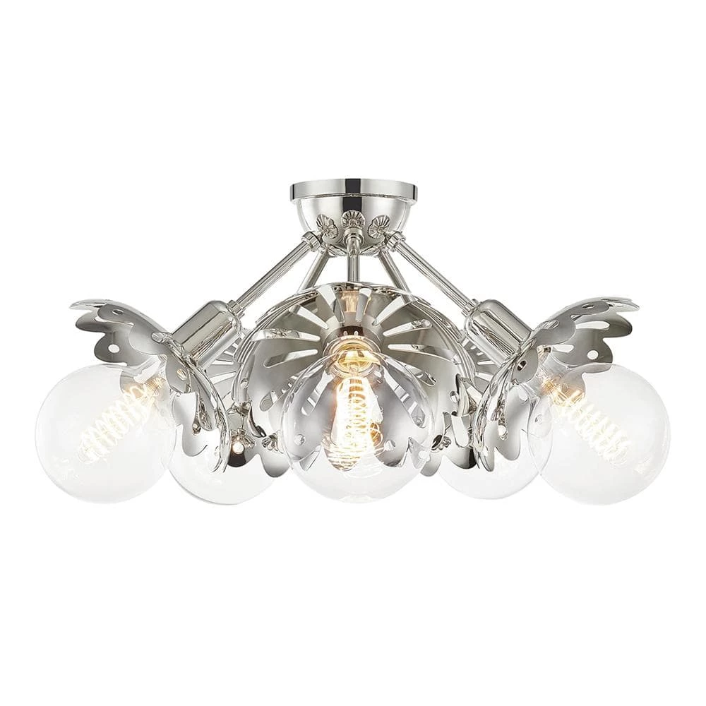 Alyssa 10.5 in. 5-Light Polished Nickel Semi-Flush Mount by MITZI HUDSON VALLEY LIGHTING 3 Alyssa 10.5 in. 5-Light Polished Nickel Semi-Flush Mount by MITZI HUDSON VALLEY LIGHTING