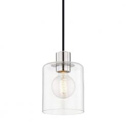 Neko 1-Light Polished Nickel Pendant with Clear Glass by MITZI HUDSON VALLEY LIGHTING