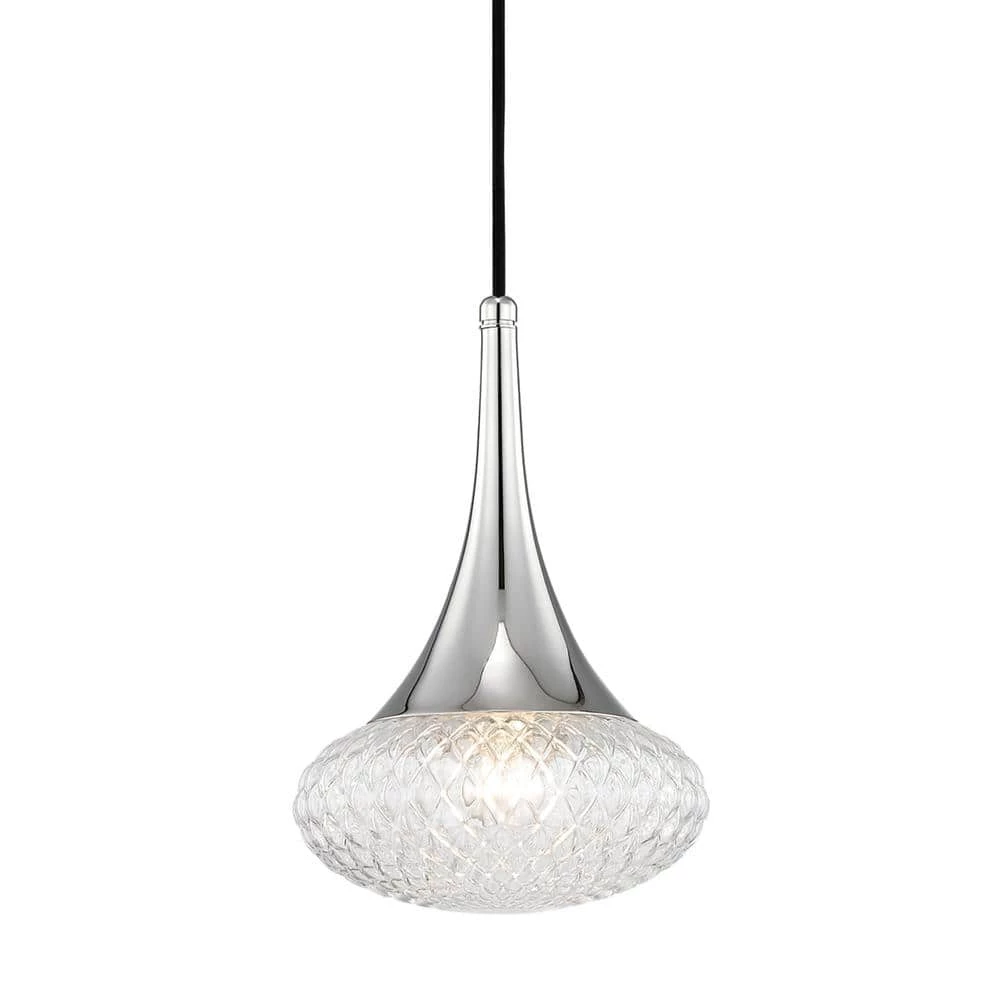 Bella 1-Light Polished Nickel 12.75 in. H Pendant with Clear Glass by MITZI HUDSON VALLEY LIGHTING 4 Bella 1-Light Polished Nickel 12.75 in. H Pendant with Clear Glass by MITZI HUDSON VALLEY LIGHTING - Image 2