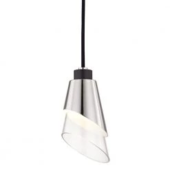 Angie 1-Light Polished Nickel LED Pendant with Clear Glass and Black Accents by MITZI HUDSON VALLEY LIGHTING