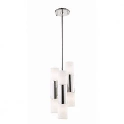 Lola 6-Light LED Polished Nickel Pendant with Opal Matte Glass Shade by MITZI HUDSON VALLEY LIGHTING
