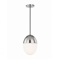 Orion 1-Light 7.5 in. W Polished Nickel Pendant with Opal Matte Glass Shade by MITZI HUDSON VALLEY LIGHTING