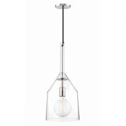 Sloan 1-Light 9.5 in. W Polished Nickel Pendant with Clear Glass Shade by MITZI HUDSON VALLEY LIGHTING
