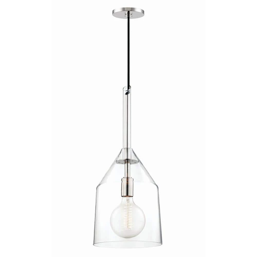 Sloan 1-Light 9.5 in. W Polished Nickel Pendant with Clear Glass Shade by MITZI HUDSON VALLEY LIGHTING 3 Sloan 1-Light 9.5 in. W Polished Nickel Pendant with Clear Glass Shade by MITZI HUDSON VALLEY LIGHTING
