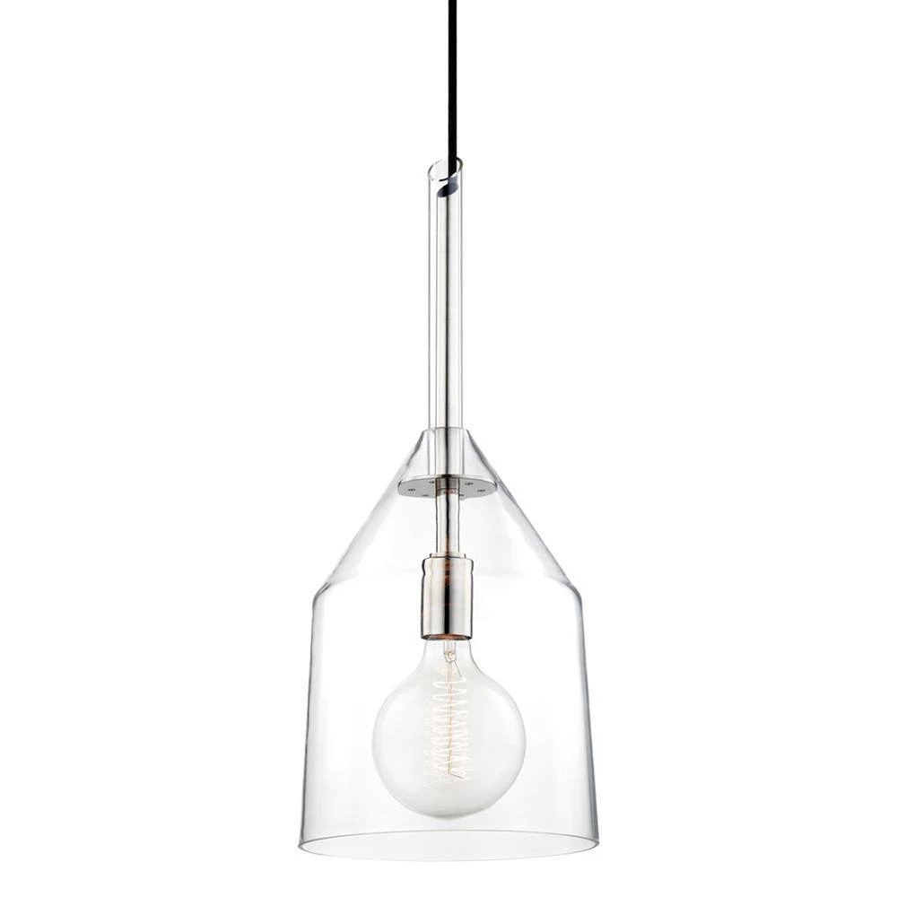 Sloan 1-Light 9.5 in. W Polished Nickel Pendant with Clear Glass Shade by MITZI HUDSON VALLEY LIGHTING 4 Sloan 1-Light 9.5 in. W Polished Nickel Pendant with Clear Glass Shade by MITZI HUDSON VALLEY LIGHTING - Image 2