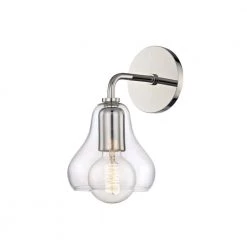 Sadie 1-Light Polished Nickel Small Wall Sconce with Clear Glass by MITZI HUDSON VALLEY LIGHTING