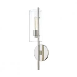 Ariel 1-Light Polished Nickel Wall Sconce with Clear Shade by MITZI HUDSON VALLEY LIGHTING