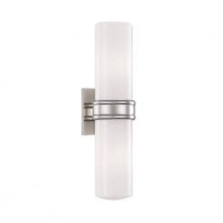 Natalie 2-Light Polished Nickel Wall Sconce with Opal Glossy Shade by MITZI HUDSON VALLEY LIGHTING