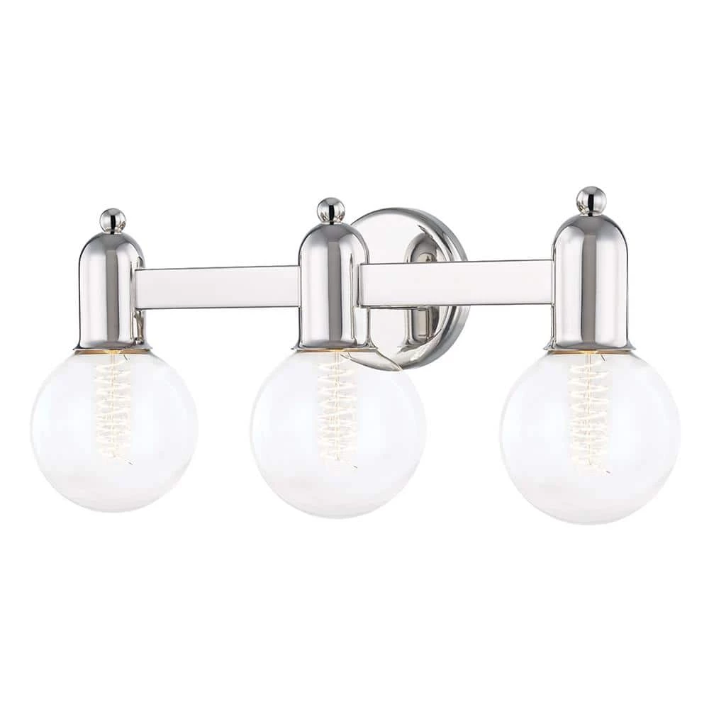 Bryce 4.75 in. 3-Light Polished Nickel Vanity-Light by MITZI HUDSON VALLEY LIGHTING 3 Bryce 4.75 in. 3-Light Polished Nickel Vanity-Light by MITZI HUDSON VALLEY LIGHTING