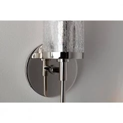 Olivia 1-Light Polished Nickel Wall Sconce with Clear Crackle Glass Shade by MITZI HUDSON VALLEY LIGHTING -EcoSmart Sales polished nickel mitzi hudson valley lighting wall sconces h220101 pn 1f 1000