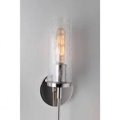 Olivia 1-Light Polished Nickel Wall Sconce with Clear Crackle Glass Shade by MITZI HUDSON VALLEY LIGHTING -EcoSmart Sales polished nickel mitzi hudson valley lighting wall sconces h220101 pn 4f 1000