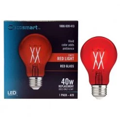 40-Watt Equivalent A19 Dimmable Filament Red Colored Glass LED Light Bulb (1-Pack) by EcoSmart