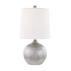 Heather 14.5 in. 1-Light Silver Table Lamp with Off White Shade by MITZI HUDSON VALLEY LIGHTING