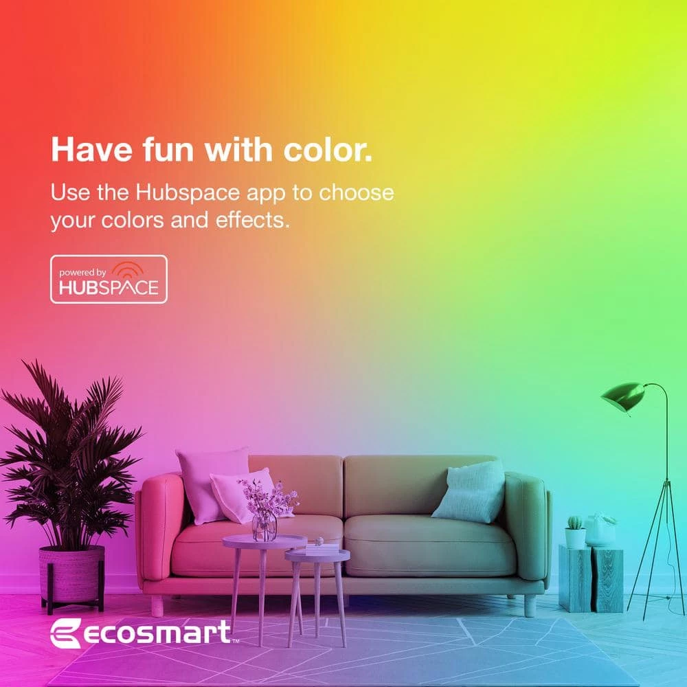 65-Watt Equivalent Smart Hubspace BR30 Color Changing CEC LED Light Bulb with Voice Control (1-Bulb) by EcoSmart 3 65-Watt Equivalent Smart Hubspace BR30 Color Changing CEC LED Light Bulb with Voice Control (1-Bulb) by EcoSmart - Image 2