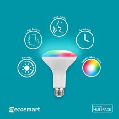 65-Watt Equivalent Smart Hubspace BR30 Color Changing CEC LED Light Bulb with Voice Control (1-Bulb) by EcoSmart 14 65-Watt Equivalent Smart Hubspace BR30 Color Changing CEC LED Light Bulb with Voice Control (1-Bulb) by EcoSmart -EcoSmart Sales white ecosmart led light bulbs 11br3065wrgbwh1 44 1000
