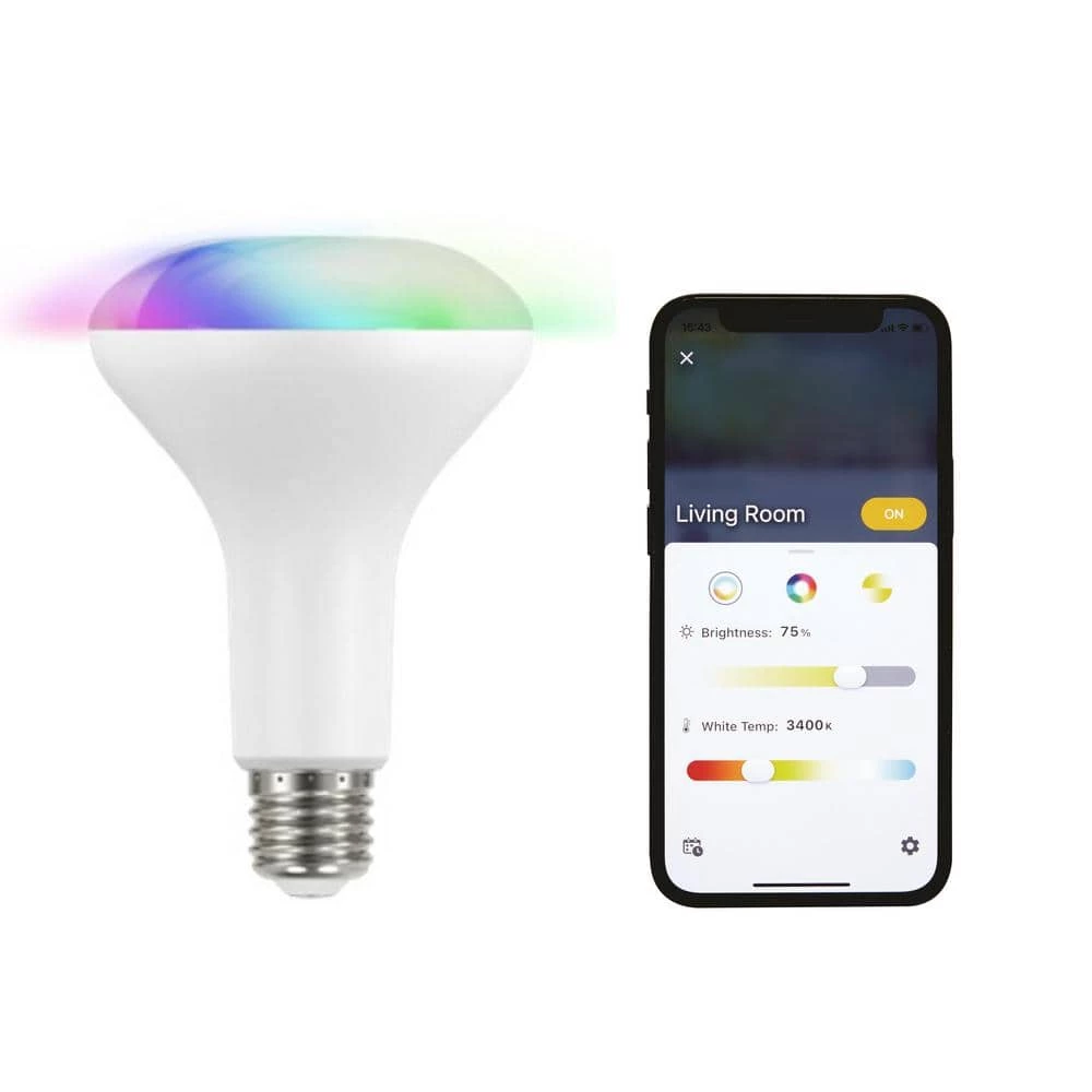 65-Watt Equivalent Smart Hubspace BR30 Color Changing CEC LED Light Bulb with Voice Control (1-Bulb) by EcoSmart 5 65-Watt Equivalent Smart Hubspace BR30 Color Changing CEC LED Light Bulb with Voice Control (1-Bulb) by EcoSmart - Image 4
