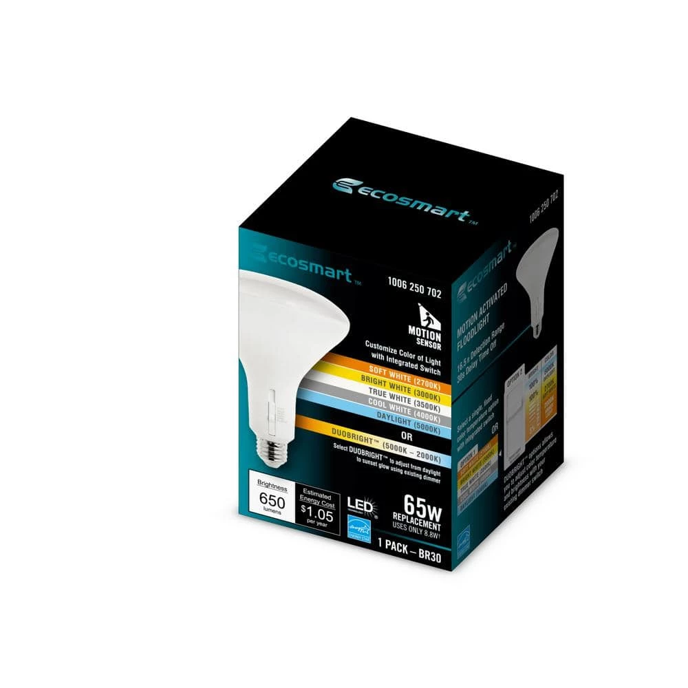 65-Watt Equivalent BR30 Dimmable Motion Sensor LED Light Bulb with Selectable Color Temperature Plus DuoBright (1-Pack) by EcoSmart 10 65-Watt Equivalent BR30 Dimmable Motion Sensor LED Light Bulb with Selectable Color Temperature Plus DuoBright (1-Pack) by EcoSmart - Image 8