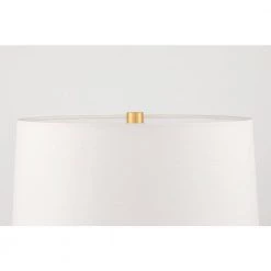 Naomi 26.75 in. 1-Light White Lustro/Gold Leaf Table Lamp with Off White Shade by MITZI HUDSON VALLEY LIGHTING -EcoSmart Sales white lustro gold leaf mitzi hudson valley lighting table lamps hl335201 wh gl 1f 1000